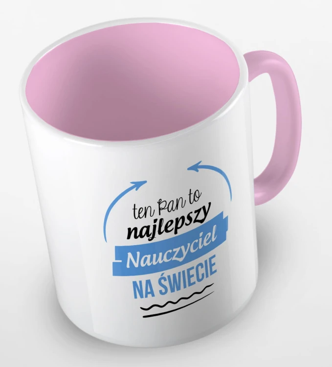 kolorowy kubek z hasłem ten Pan to najlepszy nauczyciel na świecie - kolor różowy.jpg