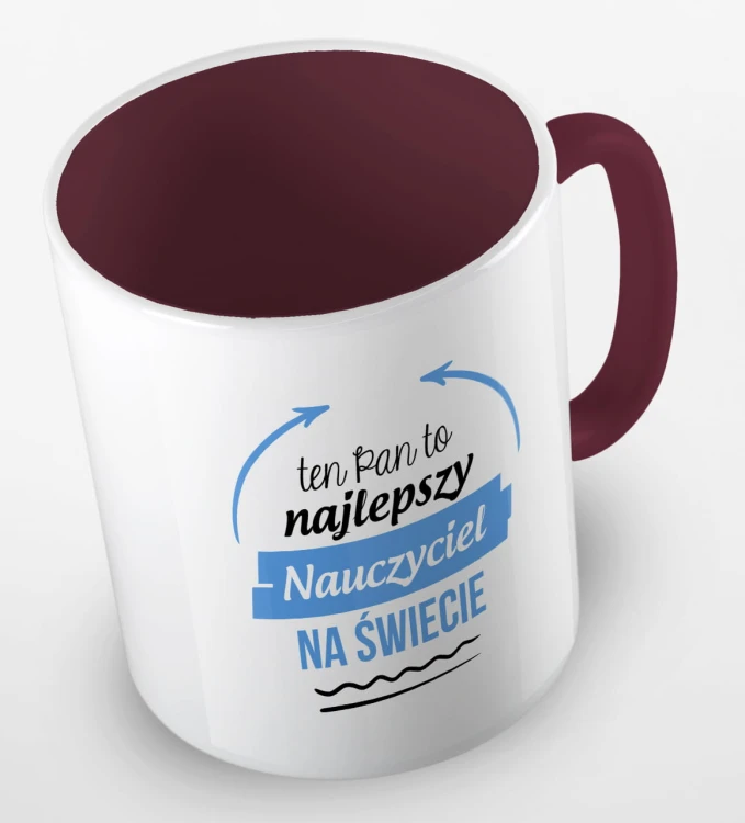 kolorowy kubek z hasłem ten Pan to najlepszy nauczyciel na świecie - kolor bordowy.jpg