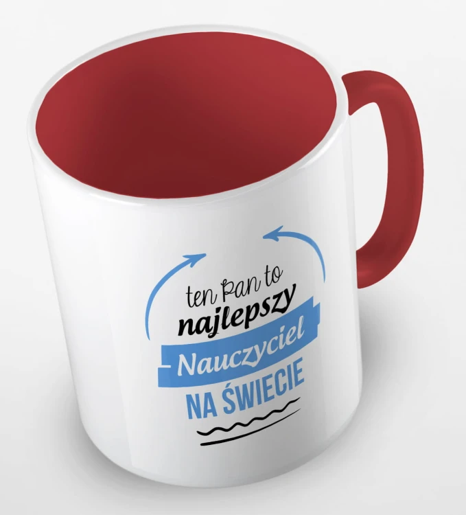 kolorowy kubek z hasłem ten Pan to najlepszy nauczyciel na świecie - kolor czerwony.jpg