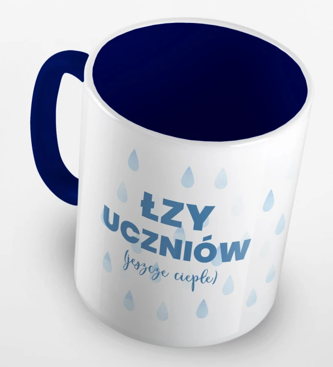 kolorowy kubek z hasłem - łzy uczniów zbierane przez panią profesor - kolor granatowy.jpg
