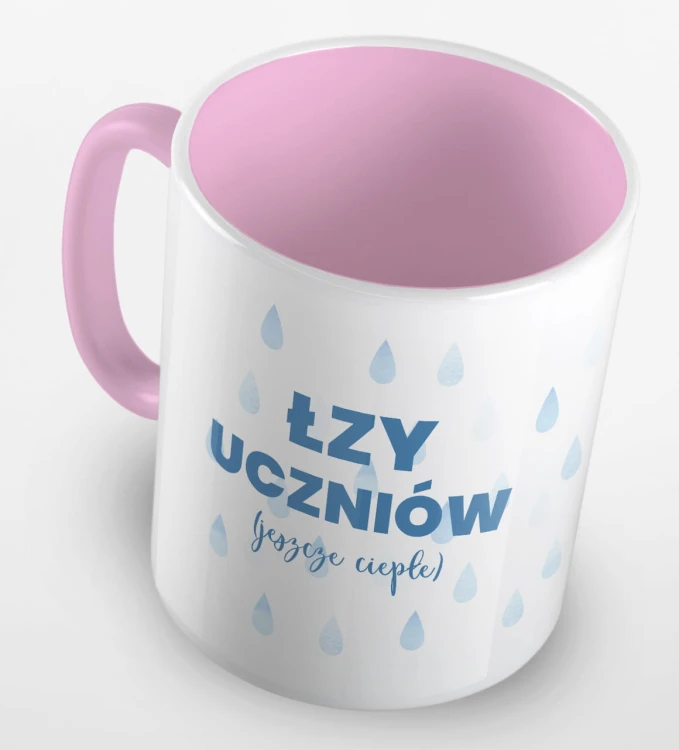 kolorowy kubek z hasłem - łzy uczniów zbierane przez panią profesor - kolor różowy.jpg
