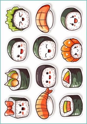 Tatuaże tymczasowe słodkie sushi kawaii