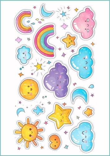 Tatuaże tymczasowe ikonki pogodowe kawaii