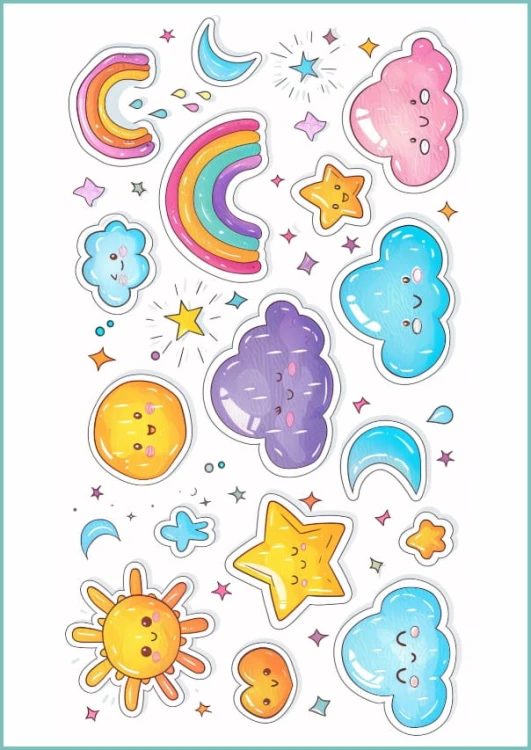 Tatuaże tymczasowe ikonki pogodowe kawaii