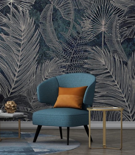 Fototapeta dark tropical leaves na ścianie w salonie