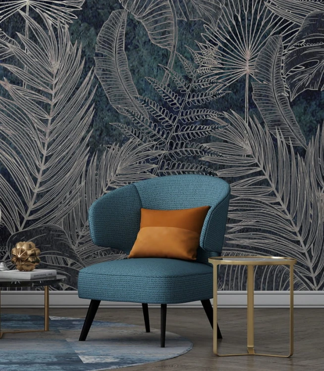 Fototapeta dark tropical leaves na ścianie w salonie