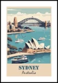 Abstrakcyjny plakat z Sydney z widokiem na Operę oraz most Harbour Bridge