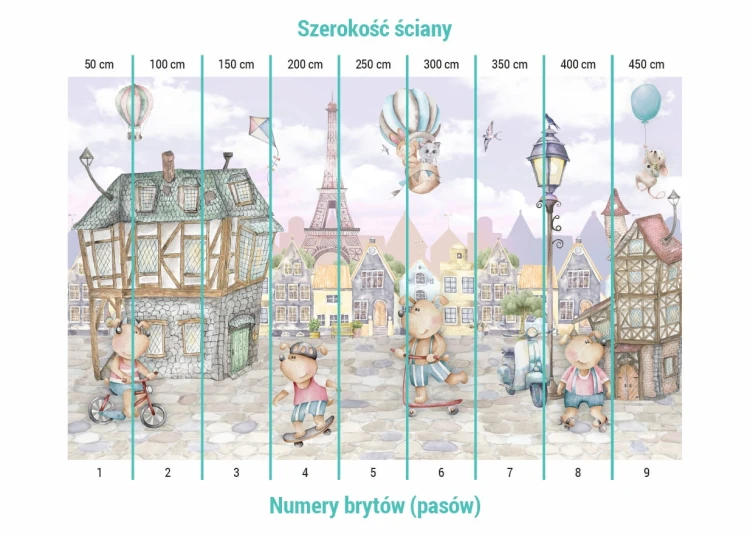 Podział na pasy fototapety "Zwierzęta w Paryżu"