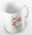 kolorowy kubek z grafiką psa i hasłem so cute - kolor biały