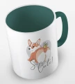 kolorowy kubek z grafiką psa i hasłem so cute - kolor ciemnozielony