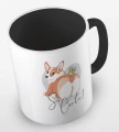 kolorowy kubek z grafiką psa i hasłem so cute - kolor czarny