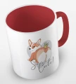 kolorowy kubek z grafiką psa i hasłem so cute - kolor czerwony