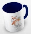 kolorowy kubek z grafiką psa i hasłem so cute - kolor granatowy