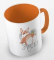 kolorowy kubek z grafiką psa i hasłem so cute - kolor pomarańczowy