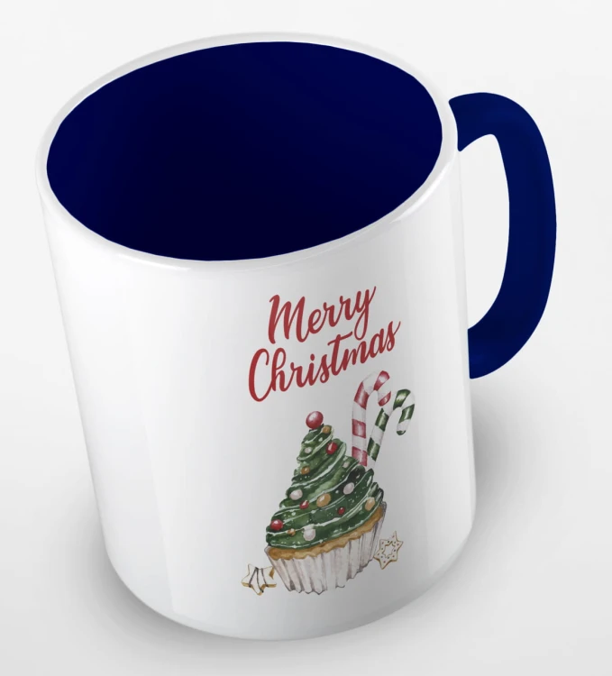 kolorowy kubek z hasłem merry christmas i uroczą babeczką w kaształcie choniki - kolor granatowy.jpg