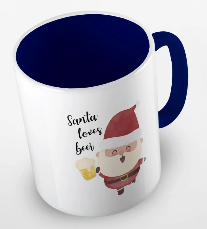 kolorowy kubek z hasłem Santa loves beer - kolor granatowy.jpg