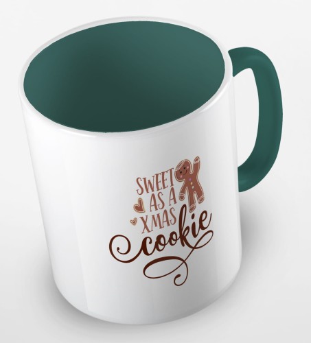 kolorowy kubek z hasłem sweet as a xmas cookie - kolor ciemnozielony.jpg