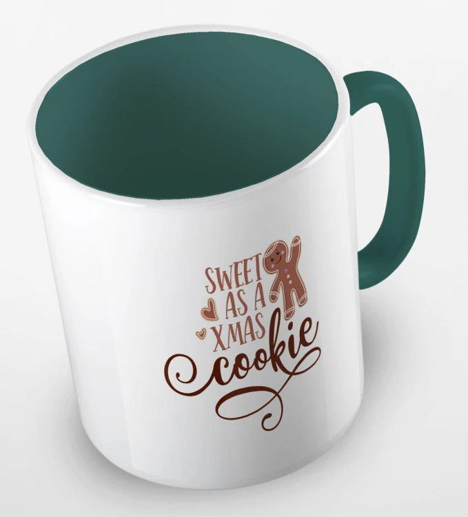 kolorowy kubek z hasłem sweet as a xmas cookie - kolor ciemnozielony.jpg