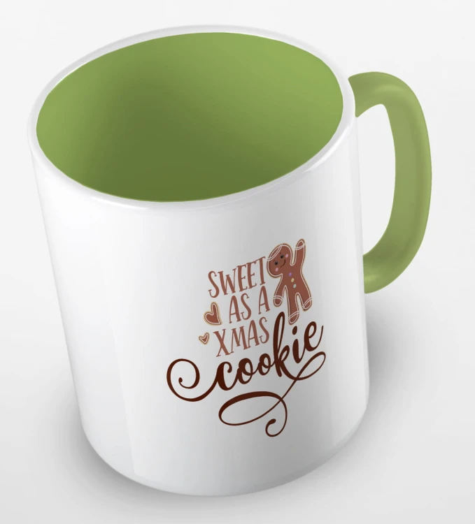 kolorowy kubek z hasłem sweet as a xmas cookie - kolor jasnozielony.jpg