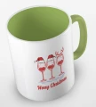 kolorowy kubek z hasłem Merry Christmas oraz grafiką świątecznego wina - kolor jasnozielony.jpg