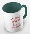 kolorowy kubek z hasłem Merry Christmas oraz grafiką świątecznego wina - kolor ciemnozielony.jpg