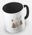kolorowy kubek z hasłem Merry Christmas i grafiką choinek w panterke - kolor czarny.jpg