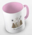 kolorowy kubek z hasłem Merry Christmas i grafiką choinek w panterke - kolor różowy.jpg