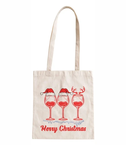 torba bawełniana z długimi uszami hasłem Merry Christmas oraz kieliszkami wina.jpg