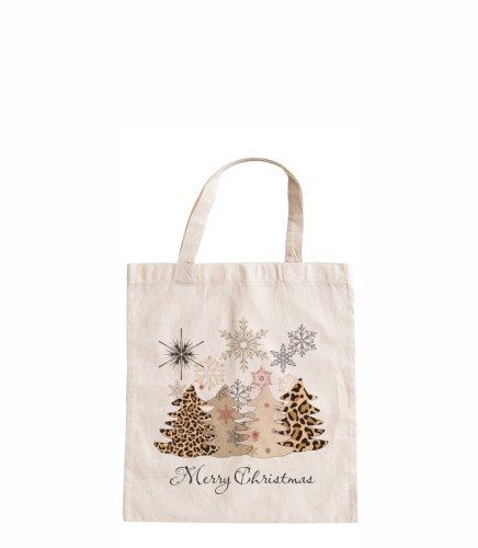torba bawełniana z krótkimi uszami hasłem Merry Christmas oraz choinkami w panterke.jpg