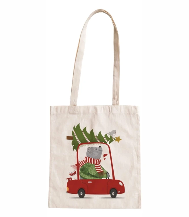 torba bawełniana z długimi uszami with cute christmas bear.jpg