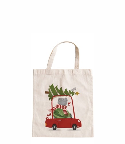 torba bawełniana z krótkimi uszami with cute christmas bear.jpg