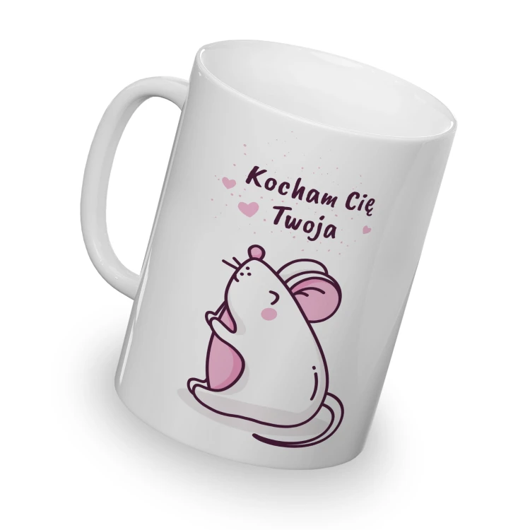 kolorowy kubek z hasłem - kocham cię Twoja myszka - biały kolor kubka.jpg