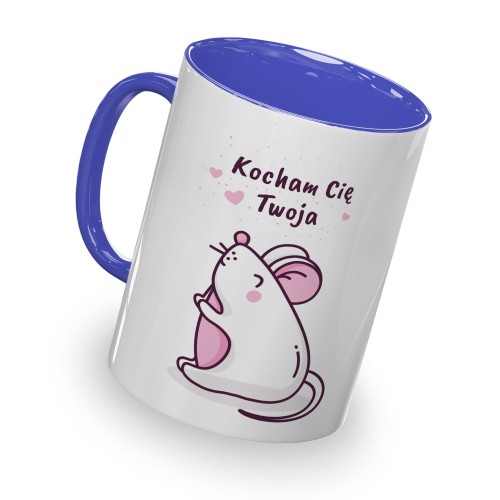 kolorowy kubek z hasłem - kocham cię Twoja myszka - niebieski kolor kubka.jpg