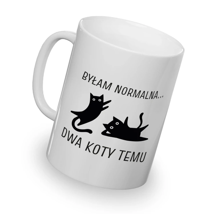 kolorowy kubek - byłam normalna dwa koty temu - biały kolor kubka