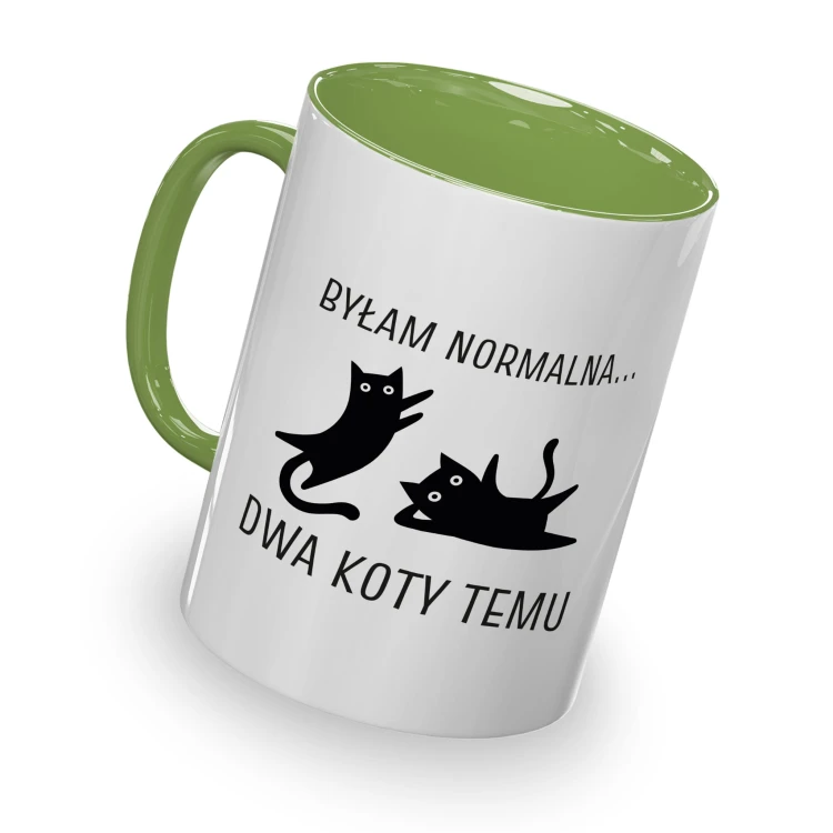 kolorowy kubek - byłam normalna dwa koty temu - jasnozielony kolor kubka
