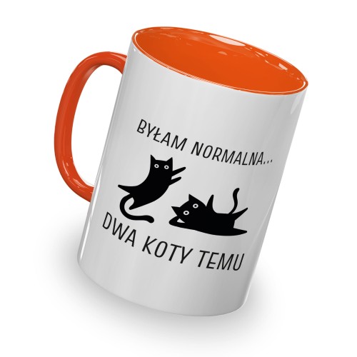 kolorowy kubek - byłam normalna dwa koty temu - pomarańczowy kolor kubka
