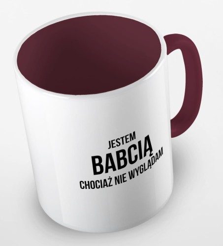 kolorowy kubek jestem babcią chociaż nie wygladam - bordowy.jpg