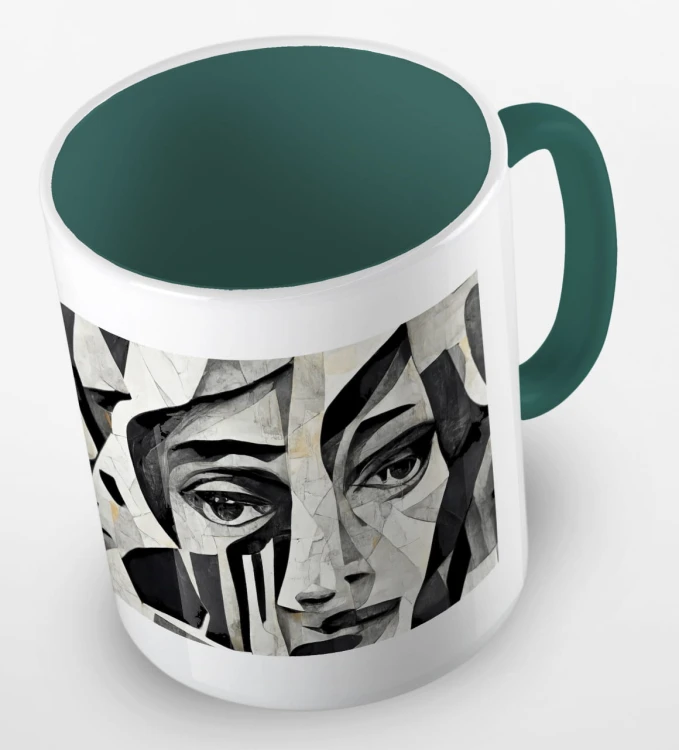 kolorowy kubek - black and white portrait - kolor ciemnozielony.jpg