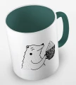 kolorowy kubek z hasłem strong like my coffee oraz uroczym niedżwiedziem - kolor ciemnozielony.jpg