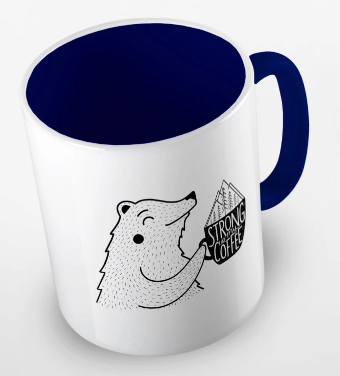 kolorowy kubek z hasłem strong like my coffee oraz uroczym niedżwiedziem - kolor granatowy.jpg