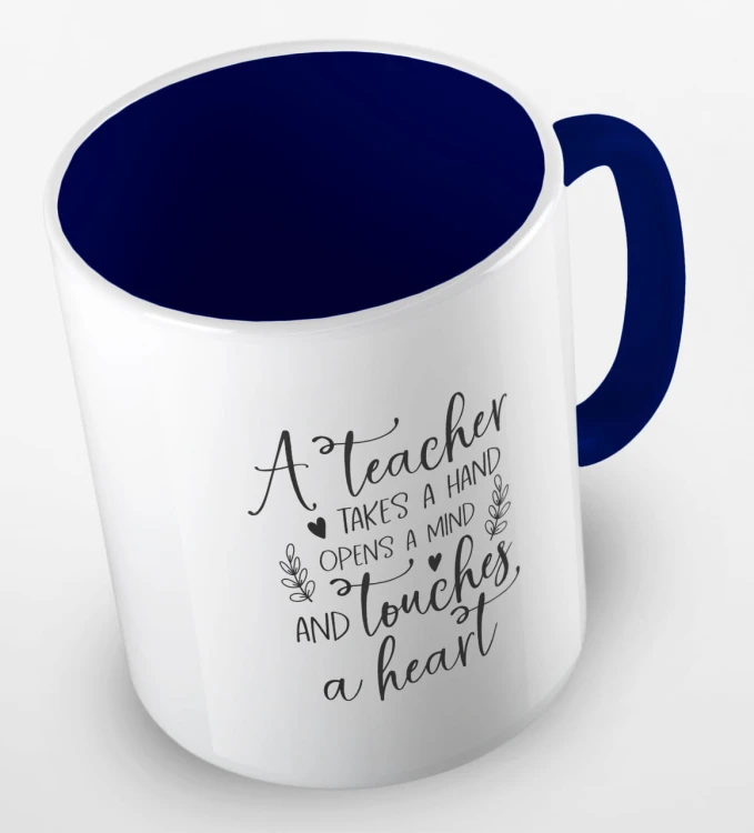 kolorowy kubek z hasłem - A teacher takes a hand, opens a mind and touches a heart - kolor granatowy.jpg