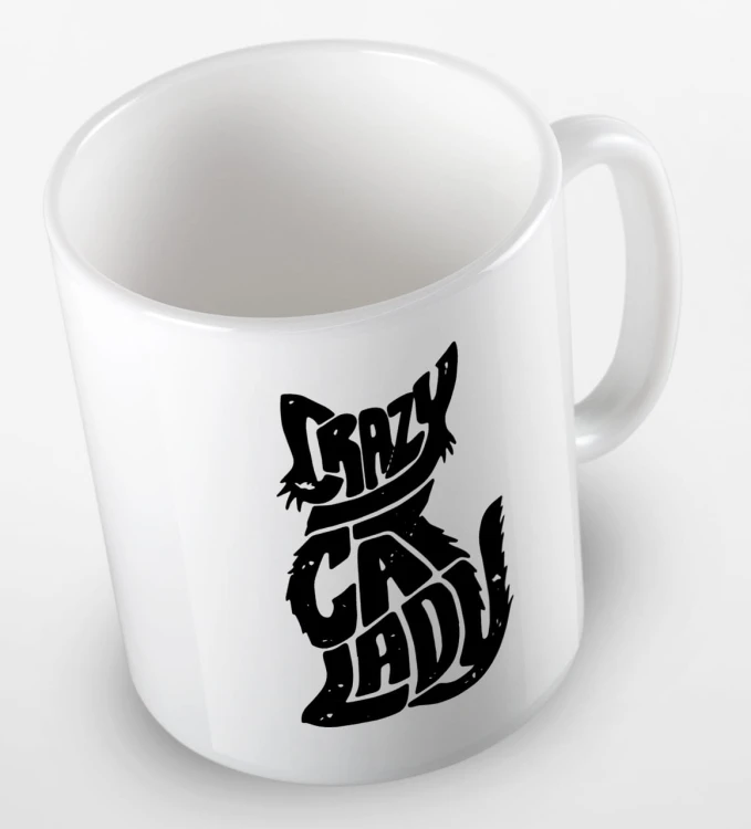 kolorowy kubek z hasłem - crazy cat lady 01 - kolor biały.jpg