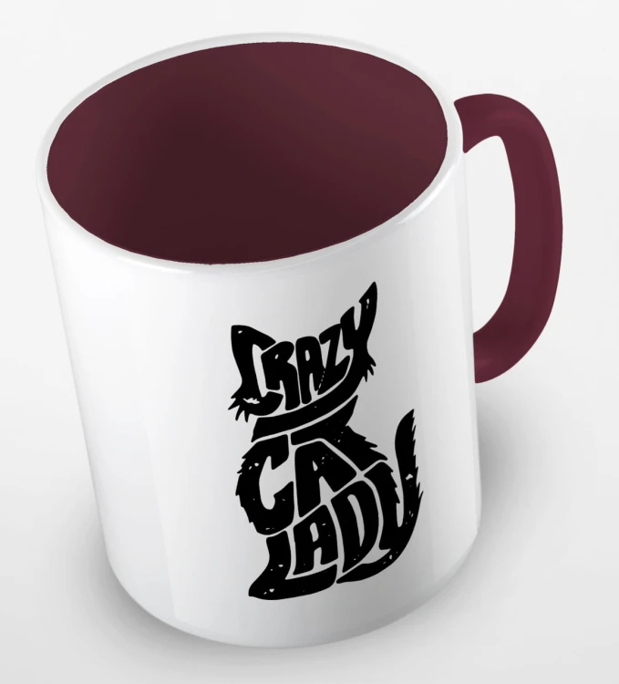 kolorowy kubek z hasłem - crazy cat lady 01 - kolor bordowy.jpg