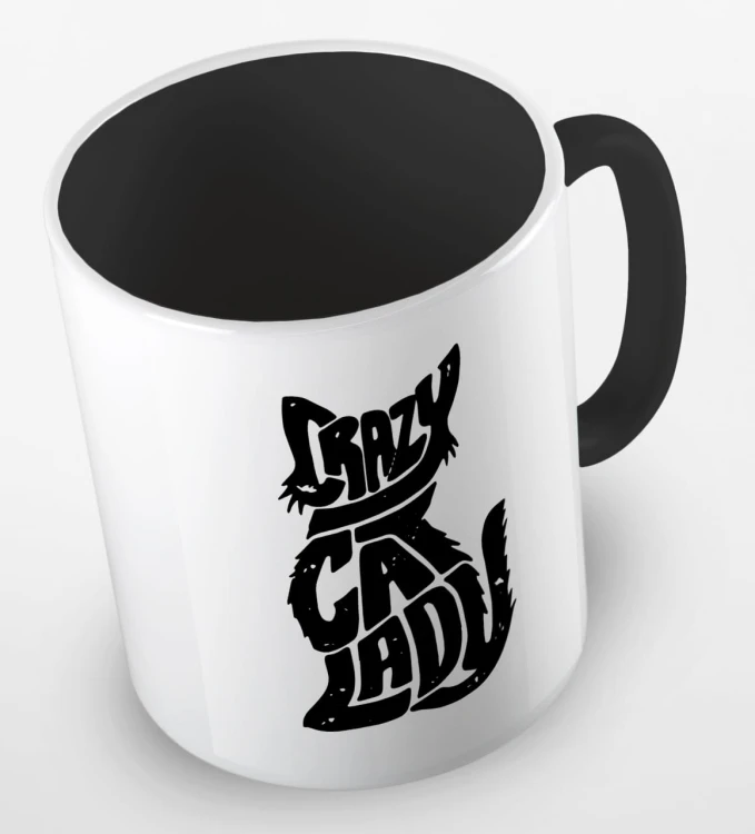 kolorowy kubek z hasłem - crazy cat lady 01 - kolor czarny.jpg