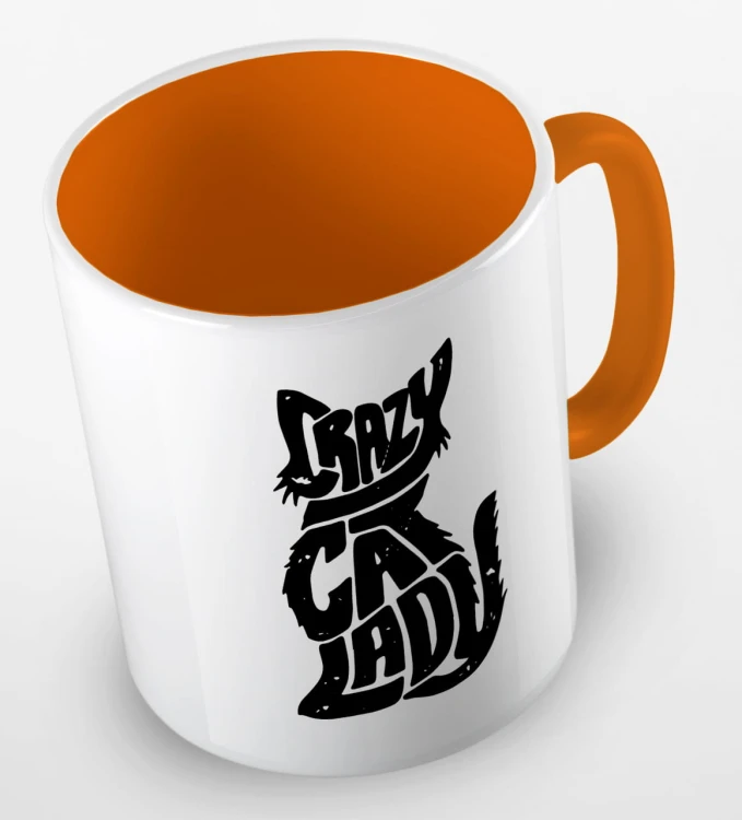kolorowy kubek z hasłem - crazy cat lady 01 - kolor pomarańczowy.jpg