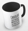 kolorowy kubek z hasłem - chocolate comes from cacoa, which is a tree. That makes is a plant. Chocolate is a salad - kolor czarny.jpg