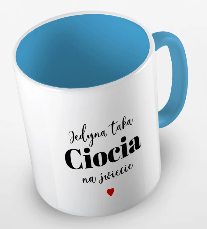 kolorowy kubek z hasłem - jedyna taka ciocia  na świecie - kolor błękitny.jpg