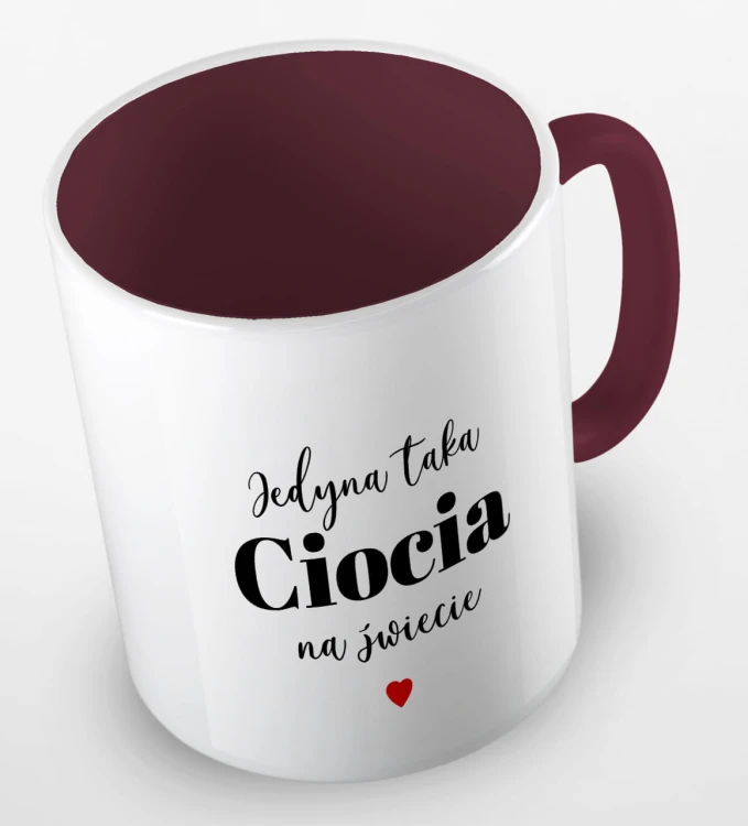 kolorowy kubek z hasłem - jedyna taka ciocia  na świecie - kolor bordowy.jpg