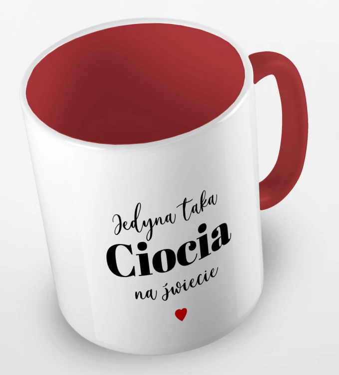 kolorowy kubek z hasłem - jedyna taka ciocia  na świecie - kolor czerwony.jpg
