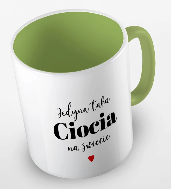 kolorowy kubek z hasłem - jedyna taka ciocia  na świecie - kolor jasnozielony.jpg
